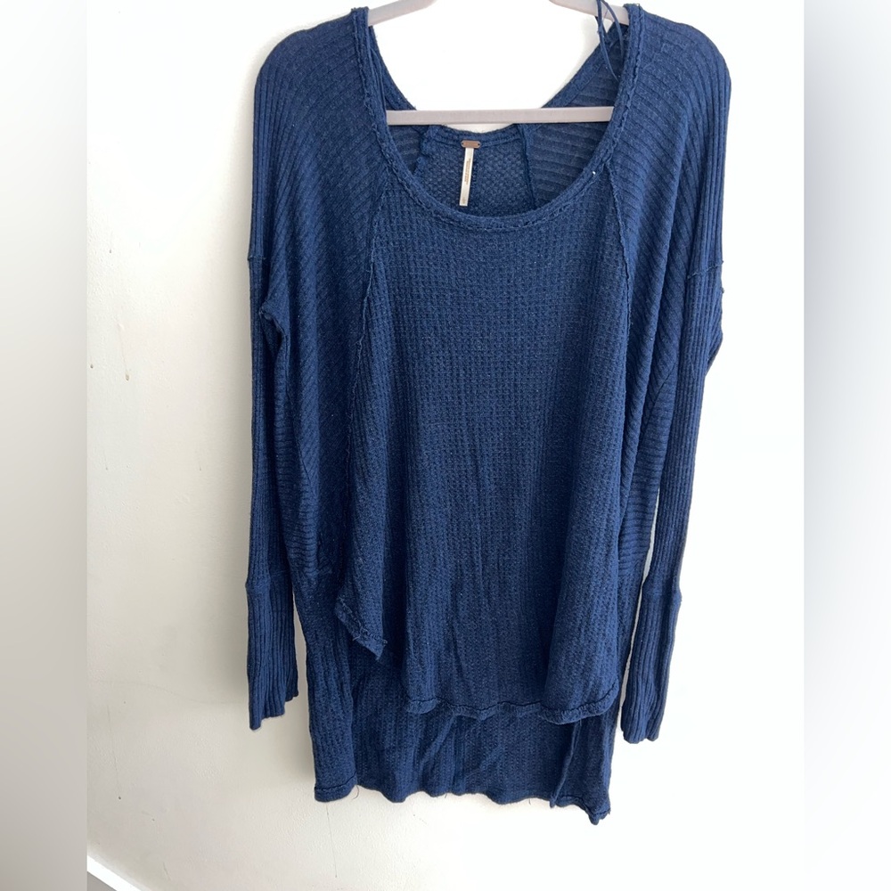 Free People Waffle High Low Long Sleeve